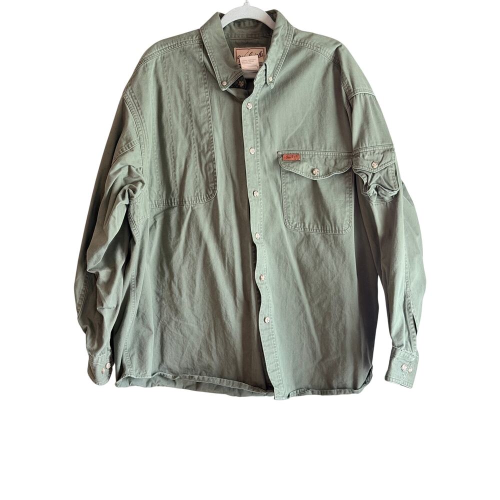 Woolrich men’s 2XL light sage green button front shirt shacket 100% cotton